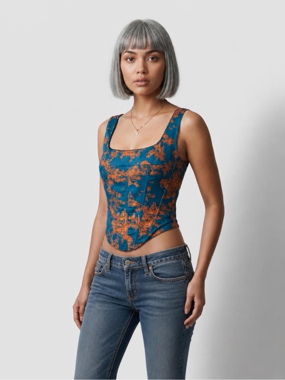 Miaou NWT Satin Campbell Corset, Marmalade Toile, XS